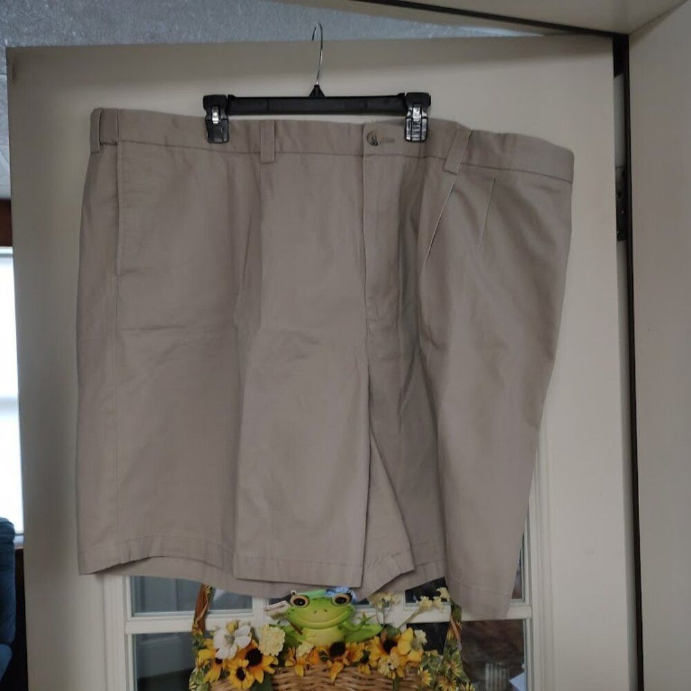 New Harbor Bay Khaki Pleated Loose Fit Waist Relaxer Shorts Size Men's 52